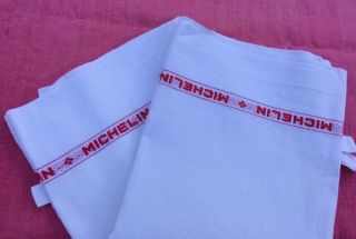 Pair Vintage French Linen Torchons Tea Towels Michelin Red Stripes