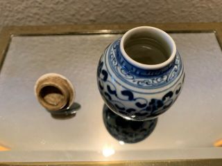 Old Antique Chinese White & Blue Ceramic Vase with lid for Mom 4