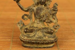 old bronze Green Tara buddha figure statue netsuke hand piece table decoration 3