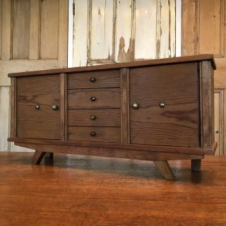 Vintage Table Top Wooden Model Mid Century Sideboard Cabinet
