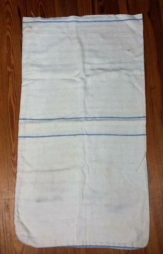 Vintage Antique Blue Stripe Hemp Linen Feed Sack Grain Bag 20 X 36