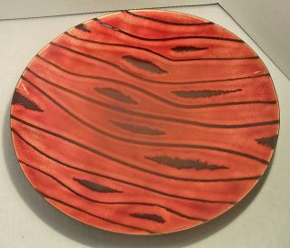 Vtg Mid - Century Large 10¼ " Copper Enameled Dish Plate Signed Desrochers Drolet