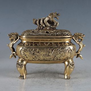 Chinese Rare Copper Dragon Incense Burner Made During The Daming Xuande