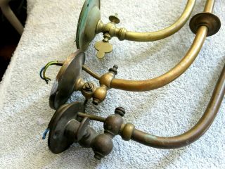 3 ANTIQUE VICTORIAN BRASS GAS WALL LAMP LIGHTS HAS CONVERTED TO ELECTRI 3