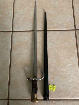 1878 French Gras Rifle Bayonet With Scabbard.