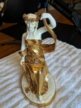 Antique Dresden VOLKSTEDT Gold Dress greek lady goddess PORCELAIN Figurine NR 2