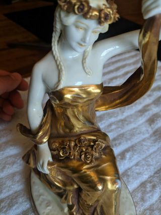 Antique Dresden VOLKSTEDT Gold Dress greek lady goddess PORCELAIN Figurine NR 7