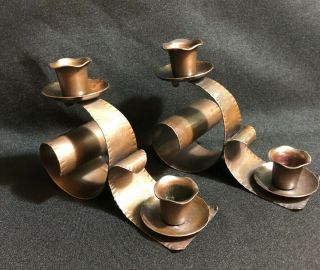 Vintage Copper Scroll Craftsman Co.  (755) Candle Holders - 6 "