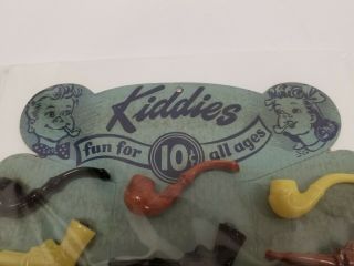 VTG 1950 ' s - 1960 ' s KIDDIES TOY GUNS AND PIPES 10 CENTS STORE DISPLAY - COMPLETE 3