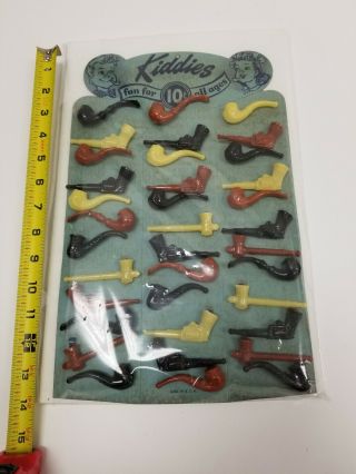 VTG 1950 ' s - 1960 ' s KIDDIES TOY GUNS AND PIPES 10 CENTS STORE DISPLAY - COMPLETE 7