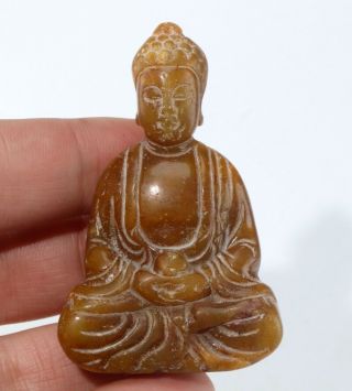 Chinese Jade Carved Jade Buddha Pendant Statue F154