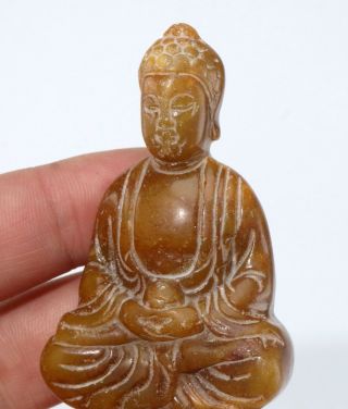 Chinese jade carved jade Buddha pendant statue F154 2