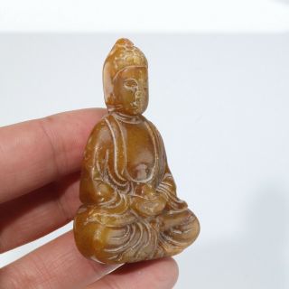 Chinese jade carved jade Buddha pendant statue F154 3