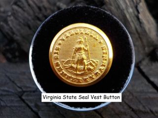 Old Rare Vintage Antique War Relic Virginia State Seal Button Display Case