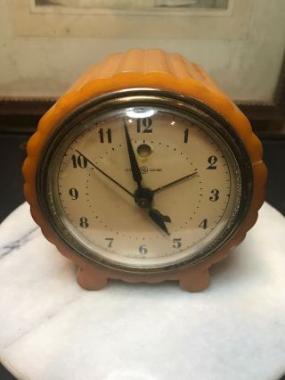 Vintage General Electric Alarm Clock.  Butterscotch Bakelite 7h80.  Not