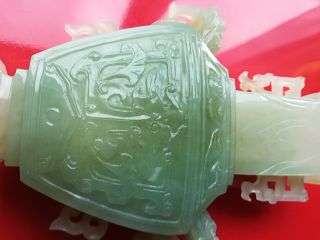 Antique / vintage Chinese hand carved jade vase 3
