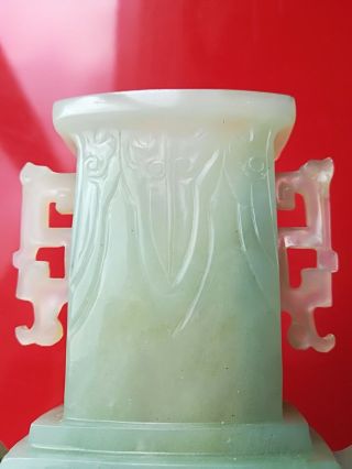 Antique / vintage Chinese hand carved jade vase 8