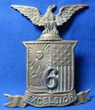 Civil War 6th York Infantry Excelsior 3 1/2 Inch Hat Badge