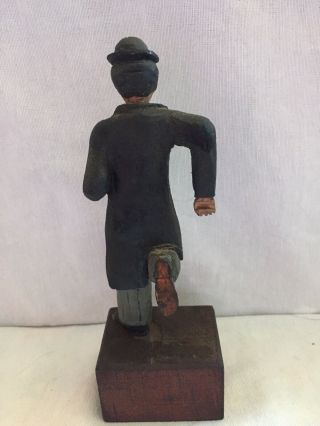 Antique Wooden “Charlie Chaplin” Figure 7” Hand Carved And Painted RARE 3