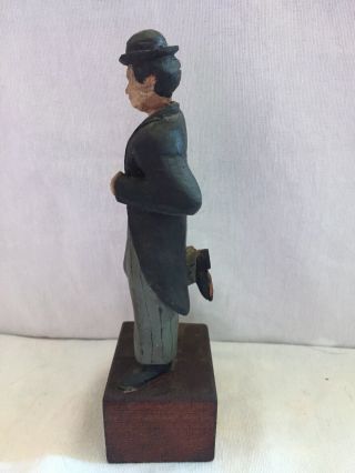 Antique Wooden “Charlie Chaplin” Figure 7” Hand Carved And Painted RARE 4