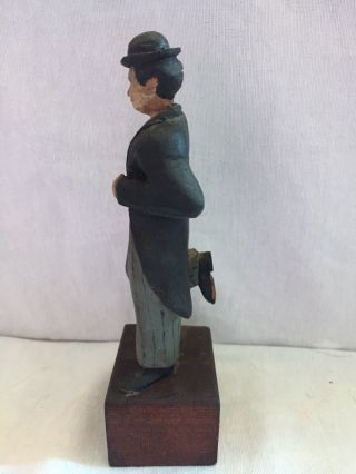 Antique Wooden “Charlie Chaplin” Figure 7” Hand Carved And Painted RARE 5