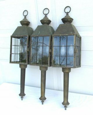 3 Matching Vintage Nautical Rustic Tudor Wall Sconce Carriage Lantern Light Lamp