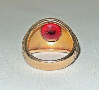 Antique 1943 10k Gold Antique United States Navy Red Gemstone Ring Size 9.  5 5