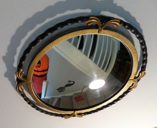 Vintage Mid Century 1950 ' s Convex Mirror 4