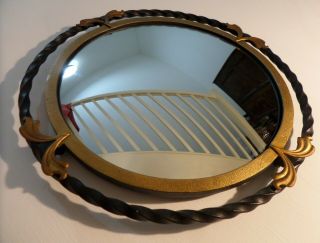 Vintage Mid Century 1950 ' s Convex Mirror 5