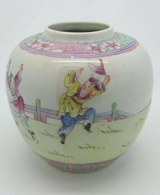 Antique Chinese Porcelain Famille Rose Ginger Jar & Cover 6” 16cm Signed 3