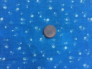 Back In Time Textiles Great Antique 1890 Cadet Blue Calico Fabric Huge Pc