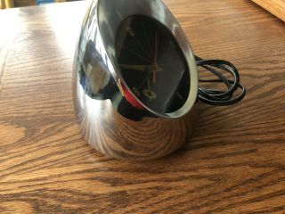 Vtg 1950 ' s Jefferson 500 Desk Clock Art Deco Chrome Finish Headlight 4