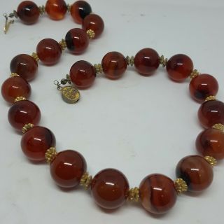 Vintage / Antique Chinese Carnelian Large Bead Necklace