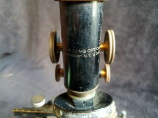 Antique Bausch & Lomb Monocular Microscope with Mechanical Stage,  Case & Slides 4