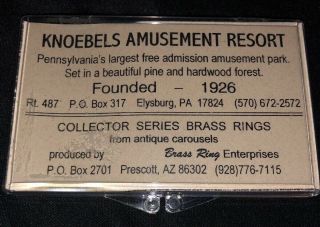 1913 KNOEBELS AMUSEMENT PARK CAROUSEL BRASS RING ANTIQUE SOUVENIR 2