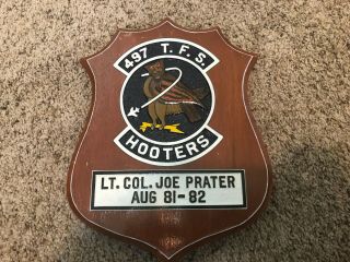 Us Air Force 497th T.  F.  S Hooters Plaque Vietnam & Tbird Pilot Lt Col Joe Prater