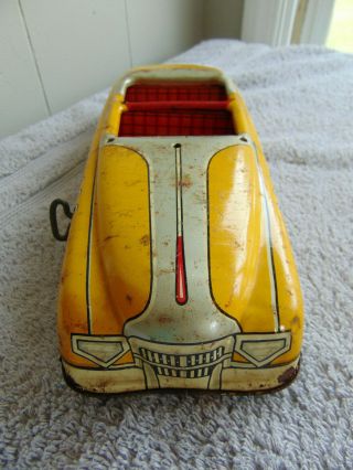 Vintage Marx Lithographed Tin Wind - Up Car Yellow Convertible License Plate 6581