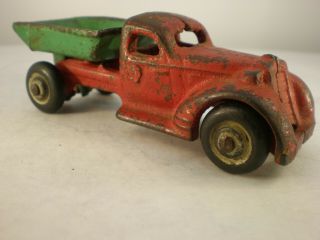 Arcade Cast Iron Dump Truck 232 Red/green 4 1/2 "