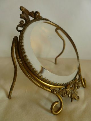 French Art Nouveau Brass & Crystal Glass Picture Photo Table Frame
