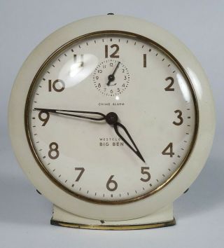 Vintage 1940s - 50s Westclox Big Ben Alarm Clock In Ivory -