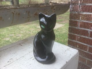 Vintage Black Cat Figurine,  Mid Century Modern 8” High
