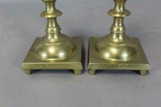 GREAT 18TH C BRASS CANDLESTICKS WITH PEG FEET CONTINENTAL C1760 - 1820 4