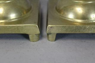 GREAT 18TH C BRASS CANDLESTICKS WITH PEG FEET CONTINENTAL C1760 - 1820 5
