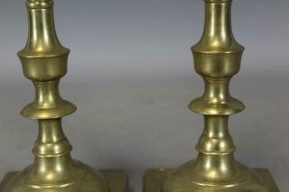 GREAT 18TH C BRASS CANDLESTICKS WITH PEG FEET CONTINENTAL C1760 - 1820 6