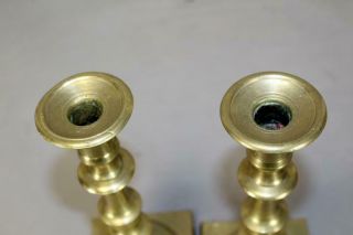 GREAT 18TH C BRASS CANDLESTICKS WITH PEG FEET CONTINENTAL C1760 - 1820 8