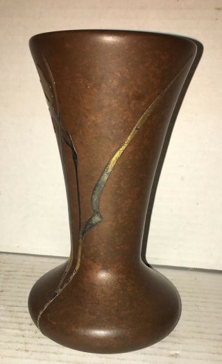 Antique Heintz Art Metal Sterling Silver on Bronze Vase Arts Crafts 4