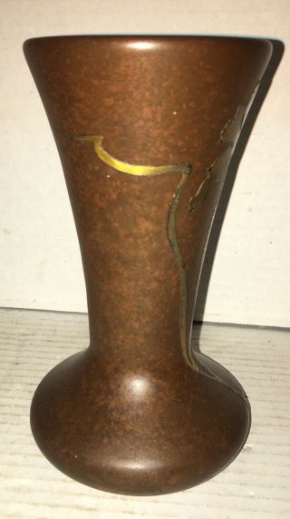 Antique Heintz Art Metal Sterling Silver on Bronze Vase Arts Crafts 6