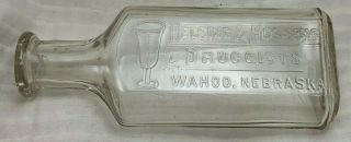 Wahoo Nebraska Helsing & Helsing Druggist’s Drug Store Glass Medicine Bottle