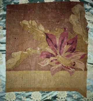 59.  5 cm LARGE SCALE TIMEWORN 19th CENTURY FRENCH AUBUSSON TAPESTRY FRAGMENT 2