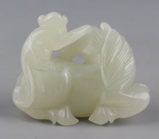 Chinese Exquisite Hand - carved Horse and monkey Carving Hetian jade statue 4